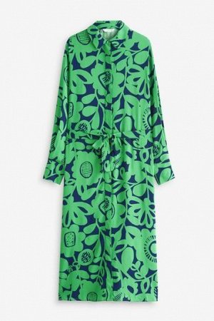 Синий/зеленый/принт – платье миди Scion с крупным цветочным принтом