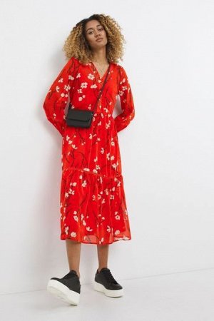 Красное свободное платье макси с цветочным принтом JD Williams