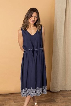 Синее кожаное платье Lakeland с вышивкой Дженнифер