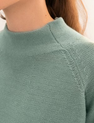Лаконичный свитер крупной вязки с укороченным рукавом - «баллоном»