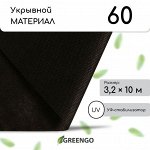 Материал мульчирующий, 10 ? 3,2 м, плотность 60 г/м?, спанбонд с УФ-стабилизатором, чёрный, Greengo, Эконом 20%