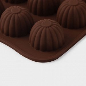 Форма для шоколада Доляна «Ассорти», 21,5x10,4x1,5 см, 15 ячеек, цвет коричневый