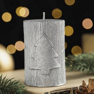 Свеча новогодняя "Ёлка" 5.5х8 см, серебряная
