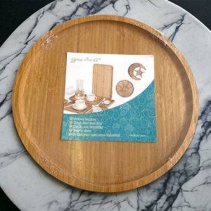 Нет Бренда Поднос деревянный круглый, 30см*1.5 см