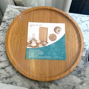 Нет Бренда Поднос деревянный круглый, 30см*1.5 см