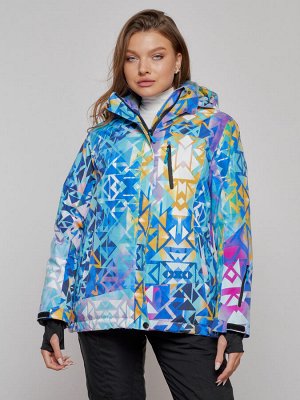 Горнолыжная куртка женская зимняя большого размера разноцветного цвета 2270-1Rz