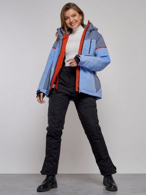 Горнолыжная куртка женская зимняя большого размера фиолетового цвета 2272-3F