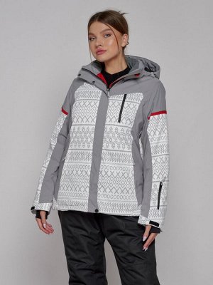 Горнолыжная куртка женская зимняя белого цвета 2272Bl