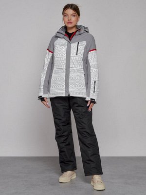 Горнолыжная куртка женская зимняя белого цвета 2272Bl