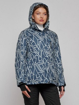 Горнолыжная куртка женская зимняя большого размера темно-серого цвета 2270-1TC