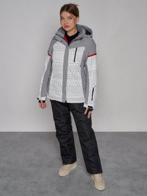 Горнолыжная куртка женская зимняя белого цвета 2272Bl