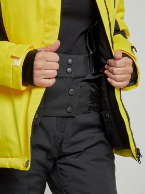 Горнолыжная куртка женская зимняя желтого цвета 3105J