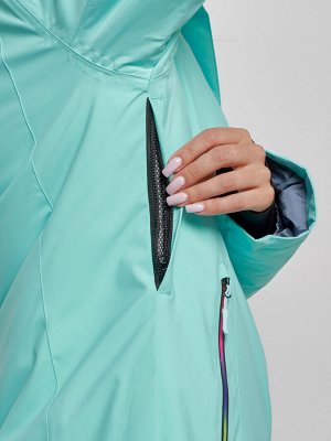 Горнолыжная куртка женская зимняя бирюзового цвета 3331Br