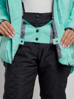 Горнолыжная куртка женская зимняя бирюзового цвета 2321Br
