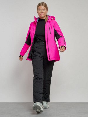 Горнолыжная куртка женская зимняя розового цвета 3105R