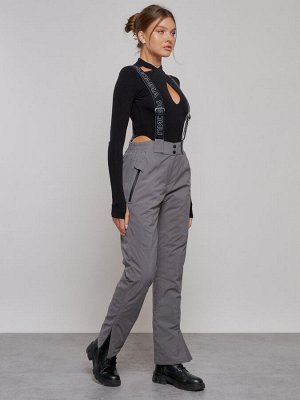 Полукомбинезон утепленный женский зимний горнолыжный серого цвета 526Sr