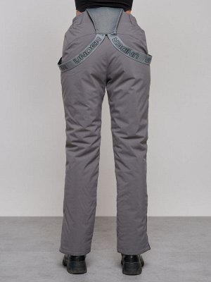 Полукомбинезон утепленный женский зимний горнолыжный серого цвета 526Sr