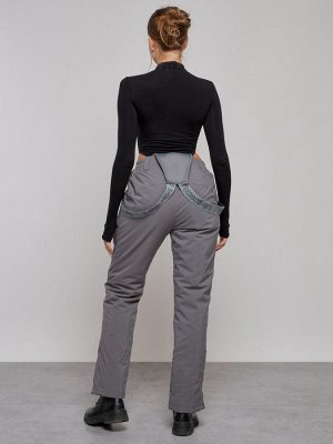 Полукомбинезон утепленный женский зимний горнолыжный серого цвета 526Sr
