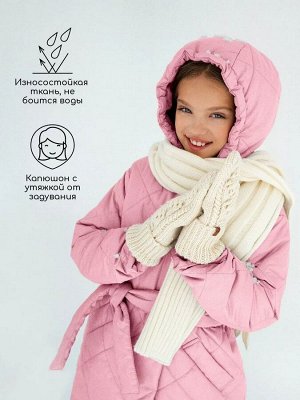 Пальто стёганое для девочек AmaroBaby PRETTY, розовый, 122-128