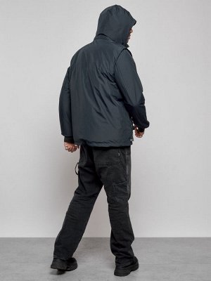 Куртка - жилетка трансформер с подогревом 2 в 1 мужская зимняя темно-синего цвета 6668TS