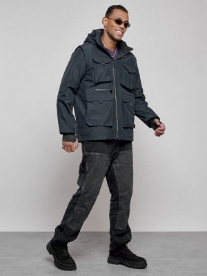 Куртка - жилетка трансформер 2 в 1 мужская зимняя темно-синего цвета 2409TS