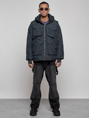 Куртка - жилетка трансформер с подогревом 2 в 1 мужская зимняя темно-синего цвета 6668TS