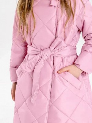 Пальто стёганое для девочек AmaroBaby TRENDY, розовый, 122-128