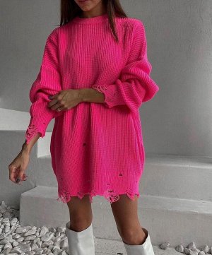 Свободный свитер женский рваный