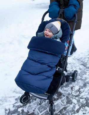 Конверт прогулочный в коляску автокресло на флисе цвет Темно-синий