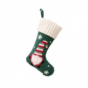 Интерьерный носок для подарков зеленый