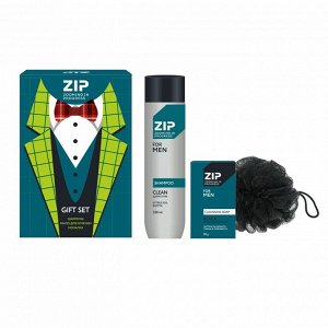 ZIP FOR MEN ПН GIFT SET №1 Шампунь CLEAN 250мл + Мыло твердое 90гр + мочалка, Зип