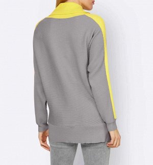 Пуловер, серо-желтый