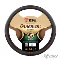 Оплётка на руль  PSV ORNAMENT Fiber (Черный/Отстрочка красная) M