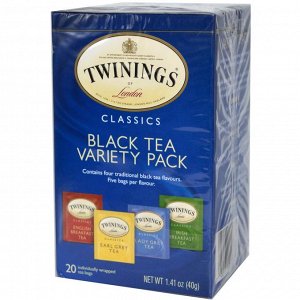 Twinings, Классический черный чай, 20 чайных пакетиков с разными вкусами, 1,41 унции (40 г)