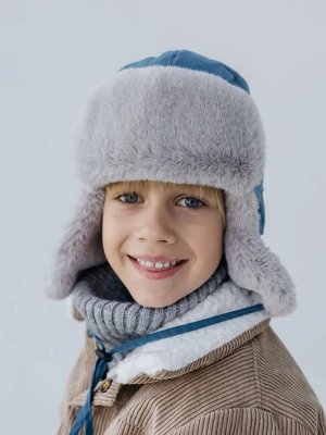 Чудо-кроха Шапка зимняя ушанка для мальчика для холодной зимы с отделкой из искусственного меха