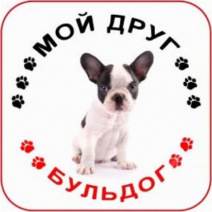 Наклейка Наклейка круглая с собакой 001 Бульдог, пленка Orajet