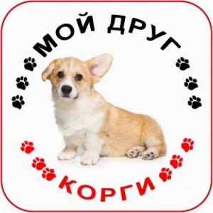 Наклейка Наклейка круглая с собакой 004 Корги, пленка Orajet