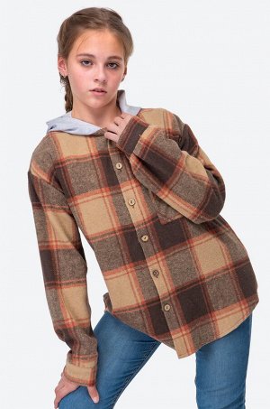 Детская теплая фланелевая рубашка в клетку с капюшоном