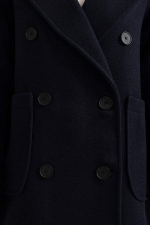 Шерстяное пальто классического кроя цвета кешью