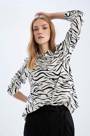 Рубашка стандартного кроя с длинными рукавами и рисунком зебры