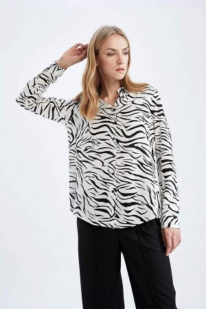 Рубашка стандартного кроя с длинными рукавами и рисунком зебры
