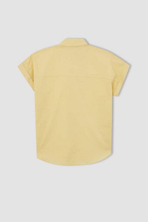 Рубашка из 100% хлопка из поплина с короткими рукавами стандартного кроя
