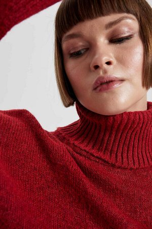 Красный свитер с воротником Relax Fit