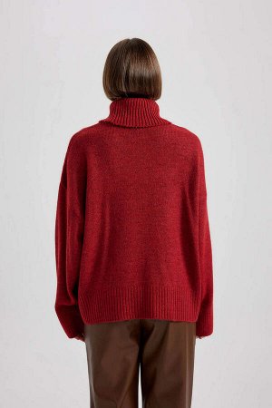 Красный свитер с воротником Relax Fit