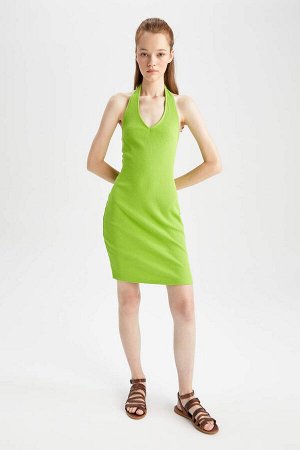 Базовое мини-платье Cool Bodycon с V-образным вырезом и камзолом