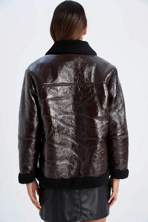 Пальто из искусственной кожи на подкладке из искусственного меха Relax Fit