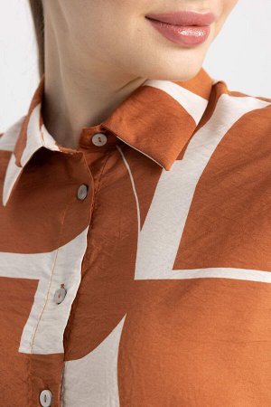 Рубашка-туника с длинными рукавами и узором свободного покроя