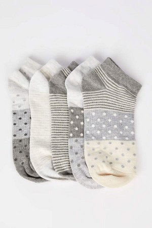 Женские носки-пинетки из пяти предметов с рисунком