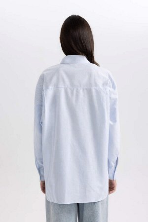 Оксфордская рубашка оверсайз с длинными рукавами из 100% хлопка