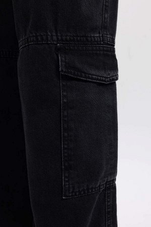 Удобная посадка с высокой талией, гибкая талия, длинные джинсовые брюки-карго из 100% хлопка